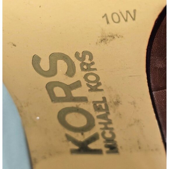 Michael Kors Women's Brown Leather High Heel Mid Calf Boots  Size 10W 302 - Picture 8 of 15